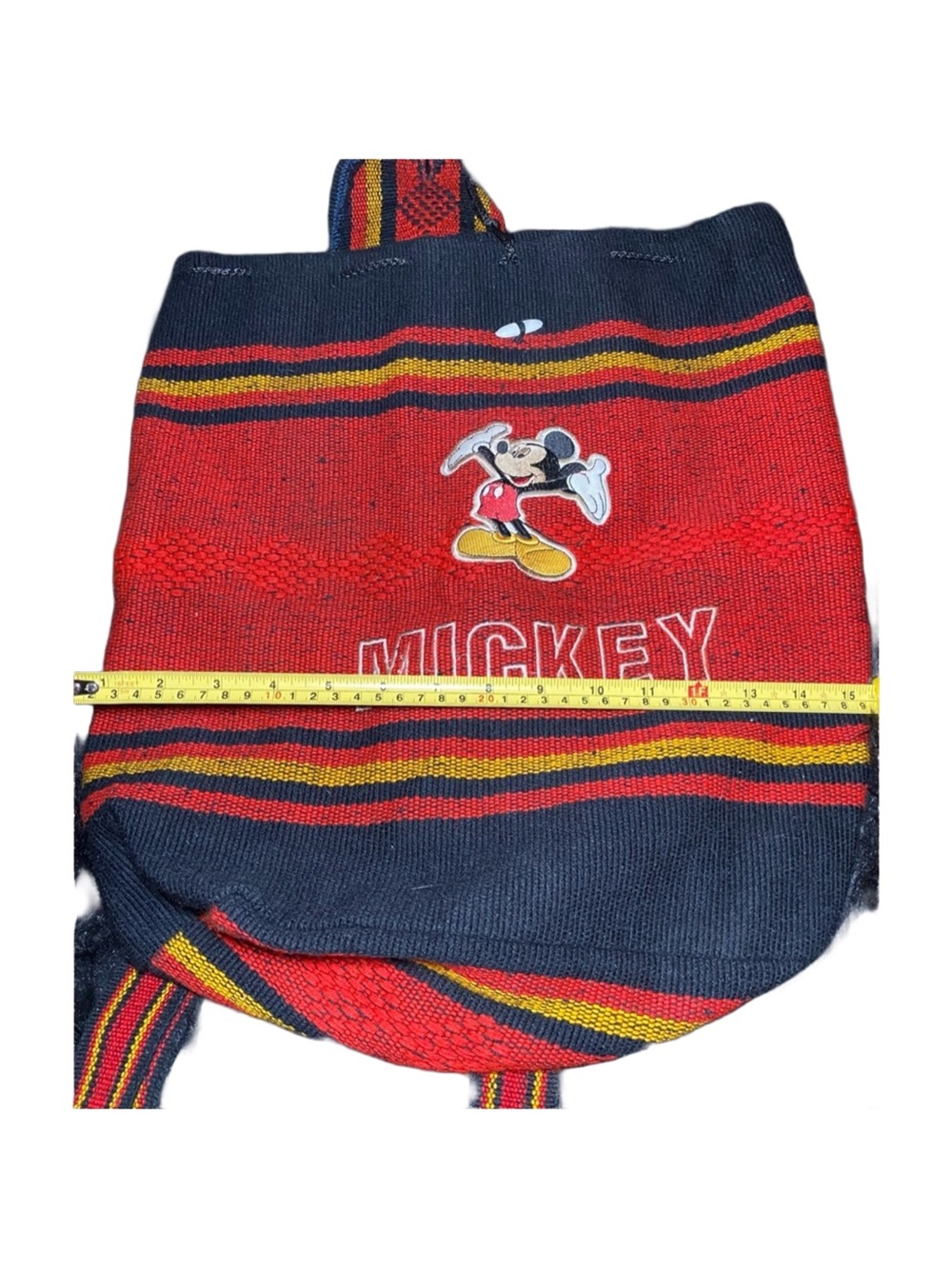 Vintage Mickey Mouse Woven Mini Backpack Disney Red Blue 90s - Picture 4 of 5